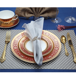 Européenne style os assiette en porcelaine En Relief <span class=keywords><strong>or</strong></span> rouge ovale de table os assiette en porcelaine - Product Image 3