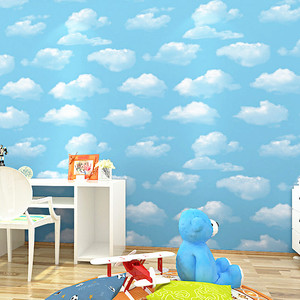 Cielo blu e <span class=keywords><strong>nuvole</strong></span> bianche carta da parati 3D non-tessuto carta da parati per bambini per i bambini - Product Image 2