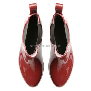Stile classico lato bassa della caviglia elastici fascia slip on metallic red signore impermeabili stivali da <span class=keywords><strong>pioggia</strong></span> - Product Image 2