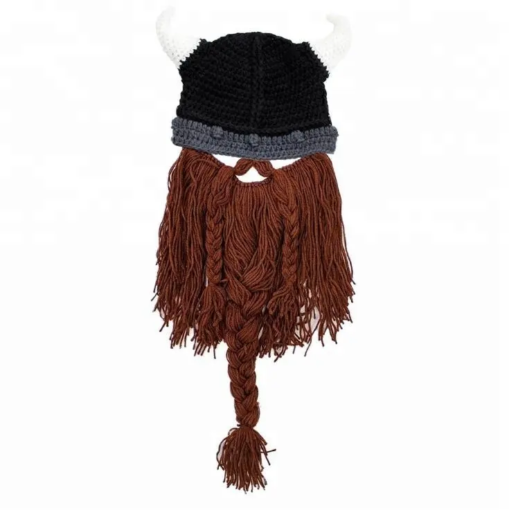 European and American Viking beard hat handmade strange knitted braid hat for Hallowmas and Christmas