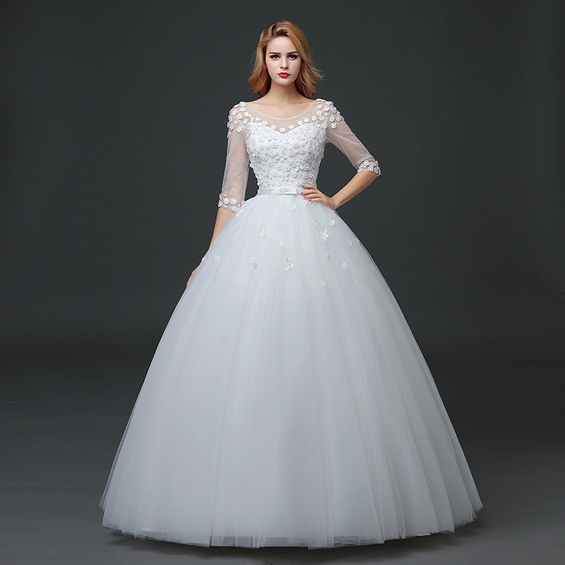 knee length dresses for ladies Long-Sleeve Prom Dress with Sheer Bodice main image 0