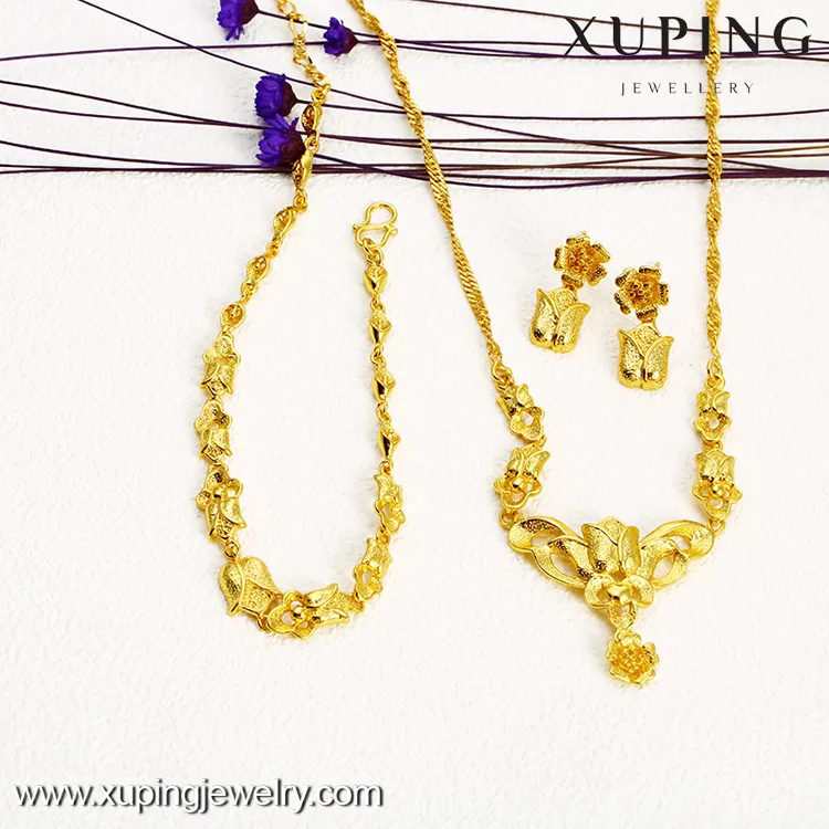 Ювелирные изделия xuping, недорогой Свадебный комплект украшений с золотым покрытием и розой