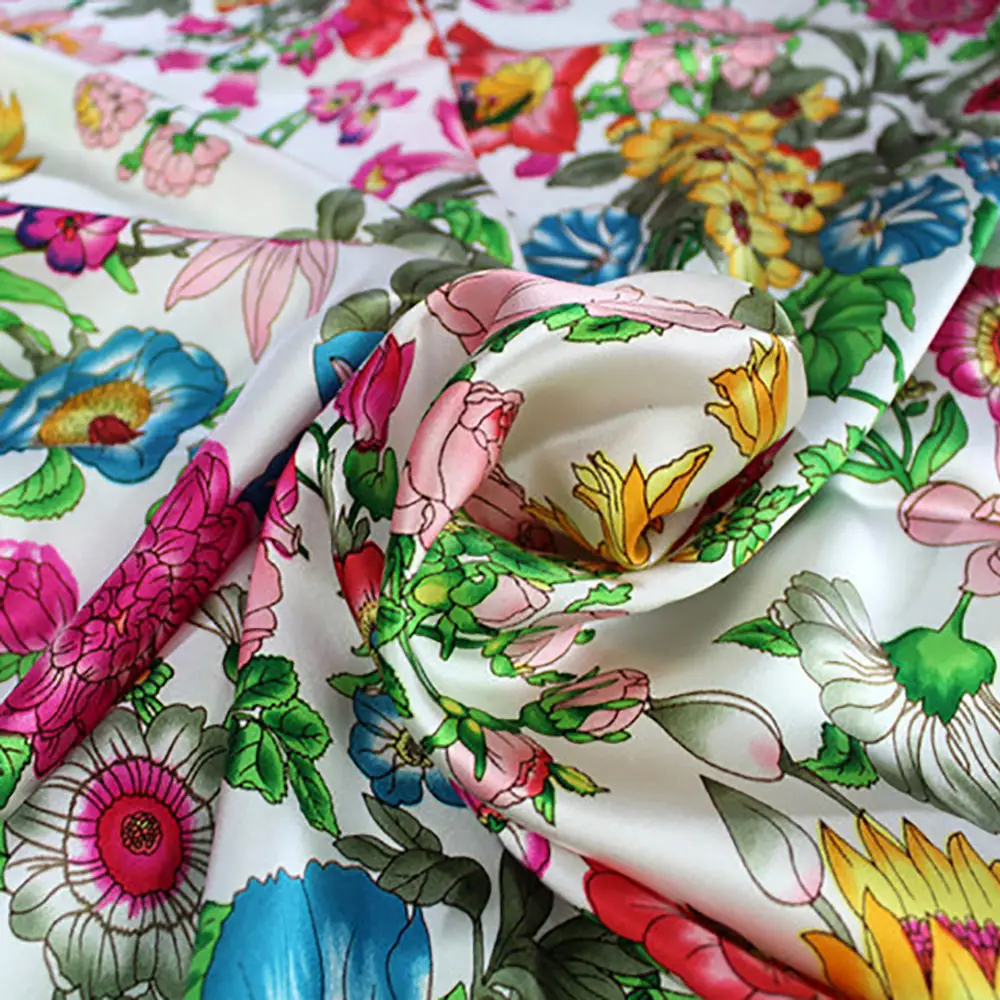 Custom Design Plain Chiffon Floral Kleid Digital Gedruckte Silk Stoff