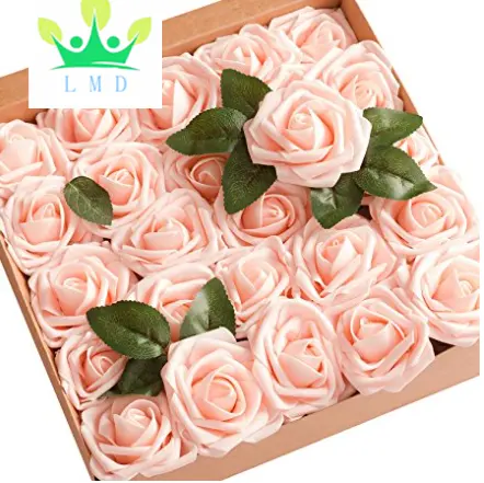 Fiori artificiali Rose Bianche 50pcs Reale In Cerca di Artificiale Rose w/Gambo per la Cerimonia Nuziale Bouquet Centrotavola