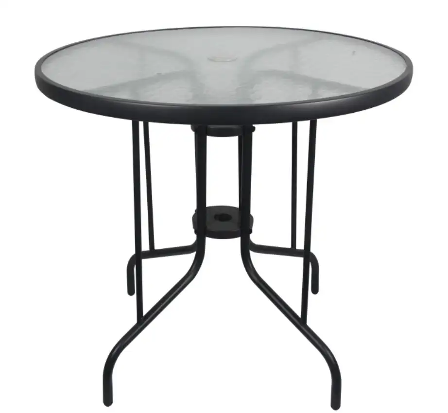 garden outdoor funiture dinning tempered round glass table with middle hole