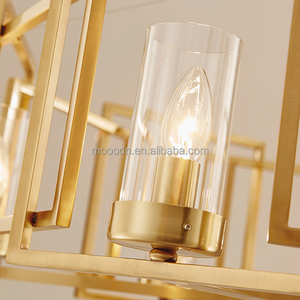 Candelabro de cristal LED E14 con marco de metal dorado y latón para decoración del hogar moderno para sala de estar - Product Image 6