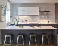 2022 Hangzhou Vermont USA Home Meubles de cuisine en laque blanche haute brillance avec mains libres