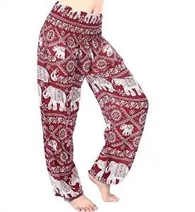 Women's Rayon Elephant Print Boho Harem Yoga Pants