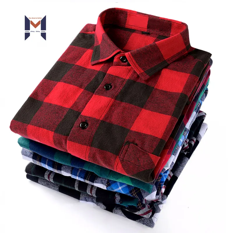 Laatste Plaid Flanel Shirt Ontwerp Lange Mouwen Slim Fit Hoge Kwaliteit Cheak Katoen Casual Dikke Bucks Contrast Shirts Voor Mannen