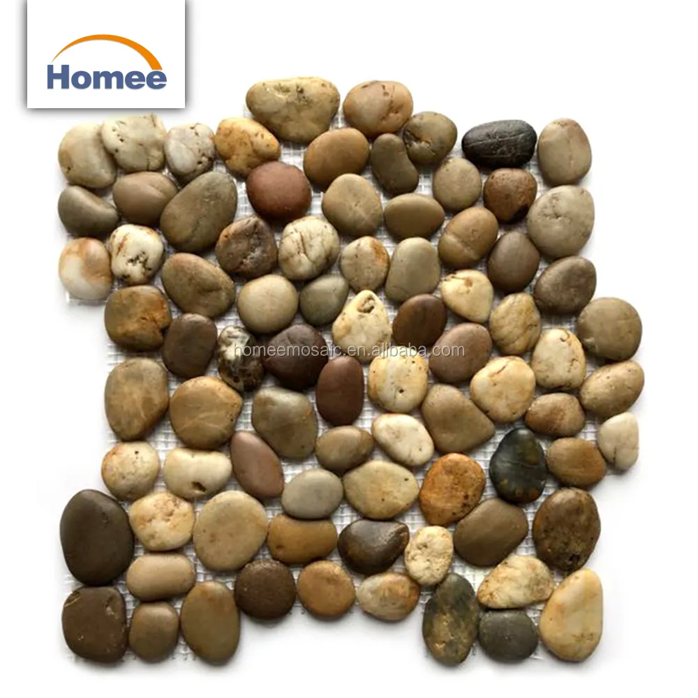 Natural Brown Stone Pebbles Backsplash Tuin vloer marmeren mozaïek Tegel Snijden Marmer Kiezel tegels mozaïek