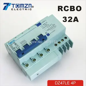 DZ47LE 4 P 32A 400 V ~ 50 HZ/60 HZ Residual current Circuit breaker over current และป้องกันการรั่วซึม RCBO