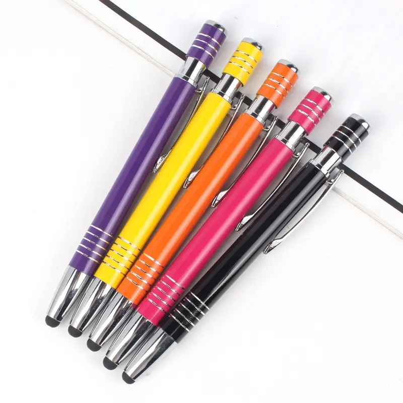 Çin okul dışarı rulo kalem kırtasiye 2 1 dokunmatik ekran stylus metal tükenmez kalem