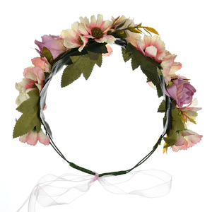 Couronnes de concours de beauté personnalisées de nouvelle conception 2026, bandeaux de fleurs de mariage réglables pour l'extérieur, <span class=keywords><strong>couronne</strong></span> de fleurs artificielles - Product Image 3
