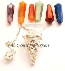 Péndulo de Cristal Dodecaedro Feng Shui con Chakra, Gema de Ágata Tallada con Arte Grabado Estilo Amor y Mundo Coleccionable - Product Image 2