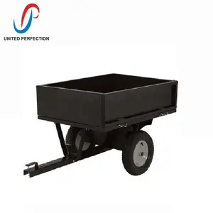 2019 hot sale DUMP CART TOW BEHIND flat bed ATV RIDE ON MOWER Quad Garden Tip Trailer with 500 KG loading capacity
