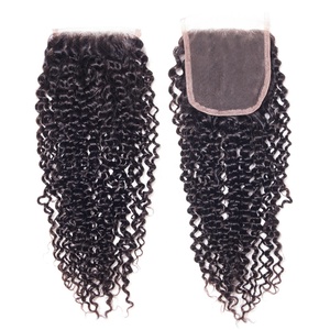 <span class=keywords><strong>CELIE</strong></span> cheveux humains 4x4 fermeture en dentelle crépus bouclés Offre Spéciale à cuticules alignées paquets de cheveux vierges et fermeture - Product Image 1