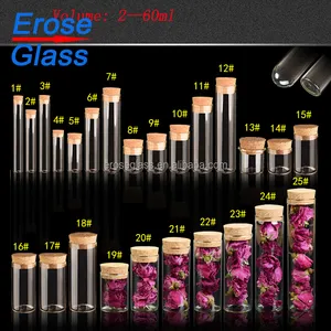 wholesale and custom made flat bottom glass tube bottle with cork