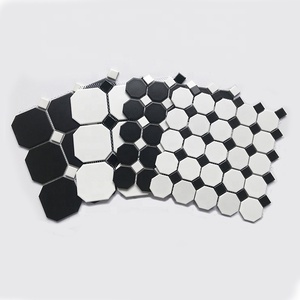 Mosaïque en céramique octogonale blanche <span class=keywords><strong>et</strong></span> noire pour salle de bain, cuisine, crédence murale <span class=keywords><strong>et</strong></span> sol, carreaux en porcelaine - Product Image 3
