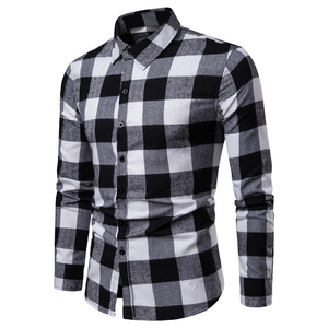 Nuovi <span class=keywords><strong>abiti</strong></span> da <span class=keywords><strong>uomo</strong></span> di marca di moda camicia Casual <span class=keywords><strong>Slim</strong></span> Fit Social Plus Size camicie a maniche lunghe in cotone scozzese - Product Image 3