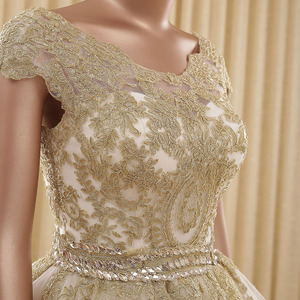 RSM66133 longitud del piso sin tren cap manga vestidos de <span class=keywords><strong>novia</strong></span> de encaje blanco y oro vestidos de <span class=keywords><strong>novia</strong></span> - Product Image 2