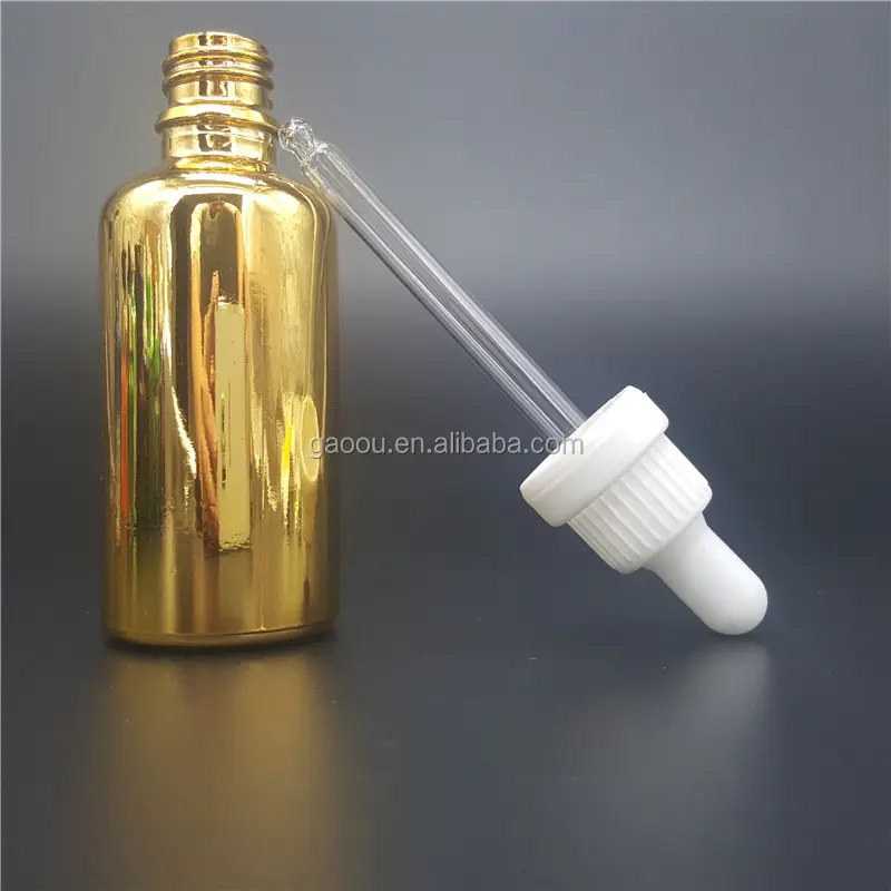 golden silver glass dropper bottle 30ml glass dropper bottles cosmetic gold colored serum dropper glass bottle