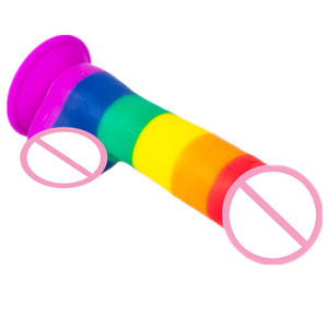 Realistischer riesiger Regenbogen dildo mit Saugnapf gefälschtes <span class=keywords><strong>Penis</strong></span>-Sexspielzeug für Frau Erotisches Spiel für Erwachsene