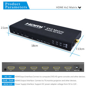 4 dans 2 Out <span class=keywords><strong>HDMI</strong></span> Matrice Avec Optique Coaxial RL Audio Extracteur IR À Distance 1.4 v <span class=keywords><strong>HDMI</strong></span> Switcher <span class=keywords><strong>Splitter</strong></span> <span class=keywords><strong>ARC</strong></span> 4 k x 2 k Pour - Product Image 2
