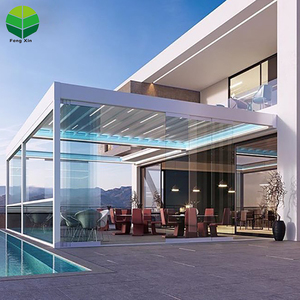 Pergola in Alluminio dal Design Moderno con Ombreggiatura Regolabile e Porte Scorrevoli in <span class=keywords><strong>Vetro</strong></span> - Product Image 2