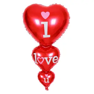 Grande formato I love you di collegamento cuore stagnola palloncino 18 pollici a forma di cuore rosso palloncino palloncino di elio per il Giorno di san valentino partito