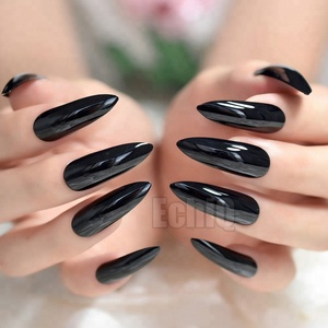 Scuro <span class=keywords><strong>Nero</strong></span> Falso Falso Del <span class=keywords><strong>Chiodo</strong></span> Artificiale Extra Lungo Stiletto Specchio Nails Sharp Elegante per le patch di dito Donne indossare ogni giorno Z931 - Product Image 2