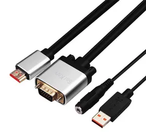 Top Bán HDMI Để VGA Cable Adapter Hỗ Trợ Full HD 1080P HDMI Để VGA Chuyển Đổi Cáp Vàng Polybag 5Mm Màn Hình HDMI PC Màn Hình