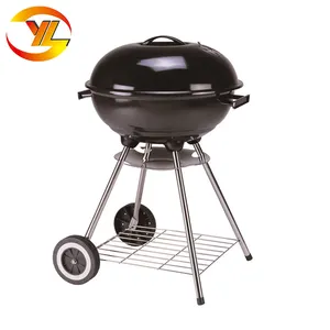 BSCI Manufaktur 17 18 22 Inci Memasak Luar Ruangan Ketel Bbq Grill Logam Apple Bulat Berbentuk Arang Perokok dengan dengan Pelat Penutup