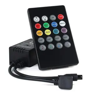 新型20键音乐红外控制器黑色声音传感器遥控器，用于RGB LED灯带高品质