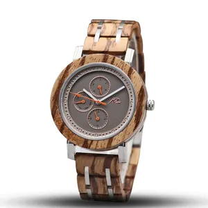 Japon Movt Quartz Montre En Bois En Bois En Acier Inoxydable Montre