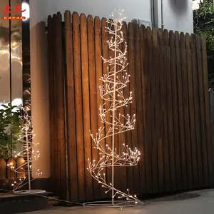 Hot Sale Top Star Led Decoration Metal Led Spiral Circle Warm White Outdoor Waterfall Christmas Light tree