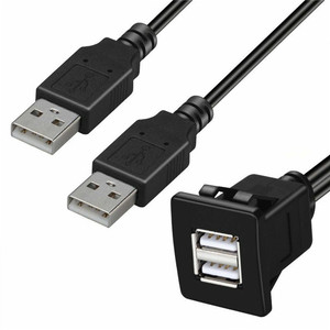 Câble d'extension noir 3 pieds double USB 2.0 mâle à femelle pour tableau de bord de voiture - Product Image 2