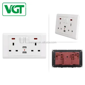 British Standard Electrical 2 gang Switches Power socket with usb charger port