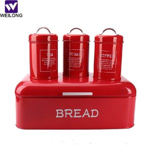 Mint <strong>Green</strong> Set of 4 Kitchen <strong>Bread</strong> <strong>Bin</strong> Round Metal Food Canister <strong>Bin</strong> - Product Image 2
