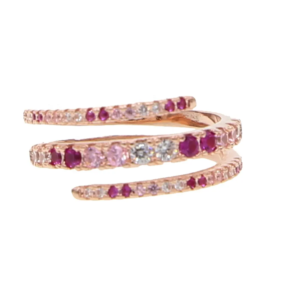 Promoção rose banhado a ouro rosa branca cubic zirconia cz anel de multi envoltório para as mulheres de jóias