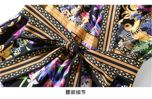 2019 Femmes européennes Et Américaines De Mode Nouveau Col <span class=keywords><strong>En</strong></span> <span class=keywords><strong>V</strong></span> Imprimé Sangles Taille Robe Grande Balançoire Robe - Product Image 6