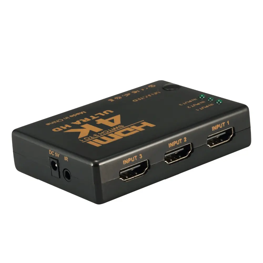3x1 HDMI SwitchกับIRระยะไกลไร้สายสำหรับอัลตร้า4พันสนับสนุนเครื่องเล่นDVDและStelliteรับและดิจิตอลโปรเจคเตอร์