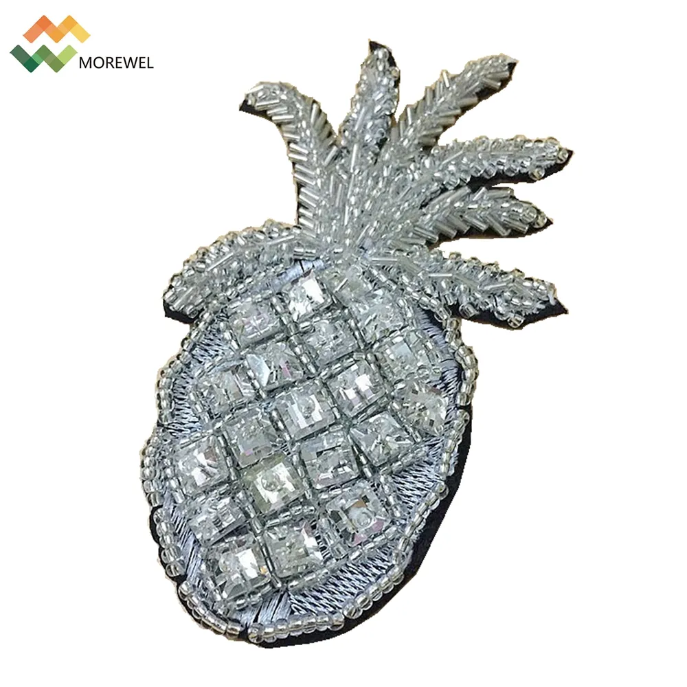 3D Handmade Sequin rhinestone pineapple patch applique for clothing