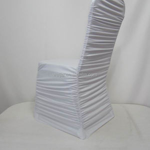 WELCC2 WELJIA <strong>White</strong> Fancy Ruffled Stretch Hotel Wedding Decoration <strong>Chair</strong> <strong>Cover</strong> for Events Wedding <strong>Chair</strong>