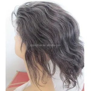 Best Wholesale Websites top quality human hair lace wig short style grey hair wig men on sale