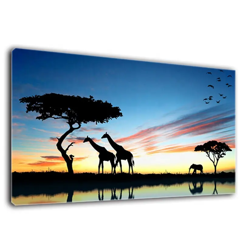 African sunset landscape tropical animal art canvas wall paintings for living room wall