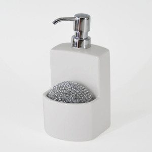 Distributeur de savon en céramique de cuisine moderne avec porte-éponge - Product Image 4