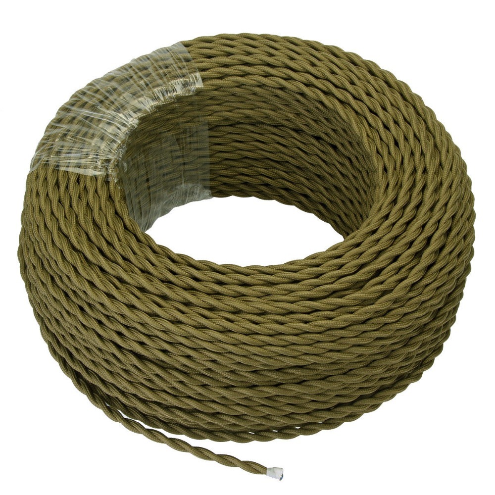 Coloré Rond Textile Tressé Câble Décoratif Tissu Coton Fil Électrique pour Edison Lampe et Suspendus Pendentif Éclairage