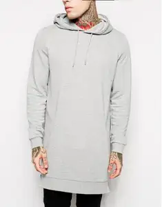 2019 nieuwste ontwerp longline trui hoge kwaliteit leeg hoodies met side rits