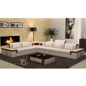 Cbmmart Lederen Comfortabele Moderne Lederen Sofa, Geïmporteerd Lederen Led Licht Sofa Set