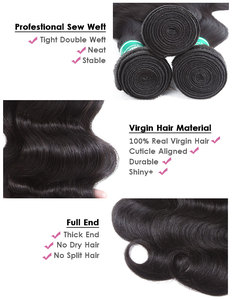 Queentrio — tissage sans colle ni <span class=keywords><strong>fil</strong></span> ni Clips, trame faite Machine, <span class=keywords><strong>cheveux</strong></span> vierges, tissage en lot - Product Image 4